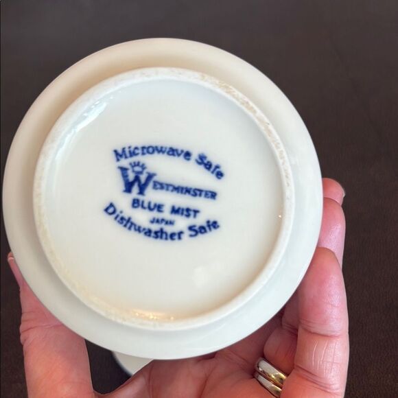 Westminster Blue Mist Cream and Blue Ceramic Sugar Bowl Farmhouse Japan - Picture 4 of 6